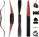 PMZ Recurve Bow Set, Professional Archery Hunting Bow, 58'' Longbow Traditional Bow Kit More Ideal for Archery Enthusiasts and Hunters (Right Hand, 45lbs)