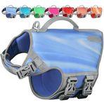 VIVAGLORY Neoprene Dog Life Jacket Dog Floating Vest for Boating Hunting & Swimming, Lightweight with Leash Ring, M, Blue Wave