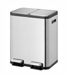 Obsessions EKO Stainless Steel Dual Step Trash Can for Recycling, 30+ 30L Rectangular Kitchen Dustbin, Independent Pedals and Lids, Soft Close and Fingerprint Resistant, Metallic