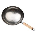 ZhenSanHuan Chinese Hand Hammered Iron Pow Woks and Stir Fry Pans Wooden Handle (Silver-34cm)