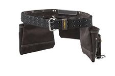 STANLEY Leather Tool Belt Pouch Apron, Multi-Pockets Storage Organiser, Hammer Loop, STST1-80113