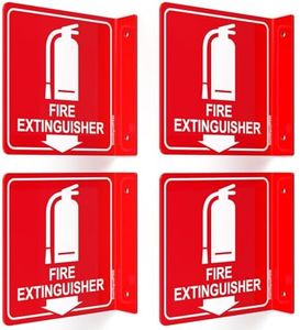 4Pack Fire Extinguisher Signs, Fire Extinguisher with Down Arrow, 6"x6" Acrylic Sign, 2 pre-drilled holes, Includes Matching Screws Set, Use for Home Office/Business, Fade-Resistant, Easy to Mount