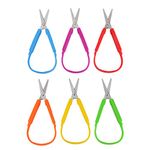 Special Supplies Mini Loop Scissors for Teens and Adults 5.5" Inches (6-Pack) Colorful Looped, Adaptive Design, Right and Lefty Support, Small, Easy-Open Squeeze Handles, For Elderly and Special Needs