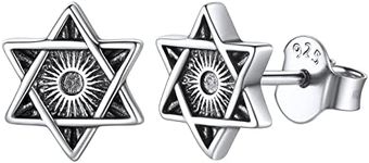 ChicSilver Retro Tiny 925 Sterling Silver Star of David Earrings Hypoallergenic Stud Earrings for Women Sensitive Ear
