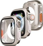 Meyaar 2in1 Case for Apple Watch Series 9 8 7 Convert to Ultra with Screen Protector 45mm, Full Coverage Hard PC Bumper Back Frame, Protective Cover for iWatch 7 8 9 45mm (45mm Titanium)