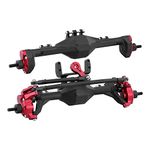 HYBDX RC CNC Aluminum Alloy Anodized Front and Rear Portal Axle Upgrade for 1/10 RC Rock Crawlers - Compatible with SCX10 II