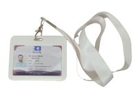 StoreUp Double Side Visible Horizontal Box Id Card Badge Holder with Lanyard (Pack of 3pcs., White)