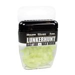 LUNKERHUNT Wax Worm Fishing Bait Jar with Unique Attractant | Durable Wax Worms for Fishing Bass, Fishing Lures Trout and Pike (Glow)