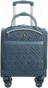 Verage 18x14x8in Spinner Underseat Carry-On Luggage -Airplane Personal Item Bag, USB A&C Charging Port, Padded Laptop Pocket & Wet/Dry Compartments for Women, Haze Blue