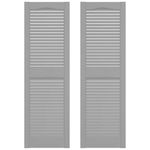 Builders Edge 12 in. W x 55 in. H Builders Edge, Standard Cathedral Top Center Mullion, Open Louver Shutters, Includes Matching Installation Spikes (Per Pair), 030 - Paintable