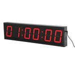 Ravencourt Digital LED Clock with Timer Functions, Aluminium alloy, Black and Red, Large