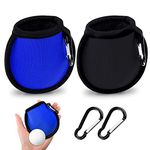 olyee 2 Pack Golf Ball Cleaner Pouch, Golf Ball and Club Clip on Waterproof Washer Pocket Accesorries for Men Ladies and Kids Trolley Cart Bag(Black+Blue)