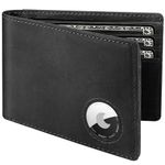 LORZOR Wallet for Men for Apple AirTag, Bifold Full Grain Leather Mens AirTag Wallet with AirTag Holder, RFID Blocking Air Tag Wallet with ID Window up to 12 Cards Gifts for Men