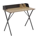 EUGAD Computer Desk Compact PC Laptop Desktop Workstation Study Table Home Office Work Table Metal MDF 90x50x73cm Light Oak