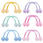 Teaaha 12PCS Ball Bobbles, Girl's Hair Bobbles with Double Balls, Elastic Ponytail Holder, Balls, Cute Ball Hair Bobbles Colourful Beads, Hair Bobbles for Girls and Women