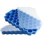 Ice Cube Trays for Freezer with Lid-37 Grid Silicone Ice Trays Ice Cube Molds for Small Ice Tea,Easy-Release Reusable Ice Cube in Freezer Containers Bins or Ice Bucket for Cocktail bar or Iced Coffee