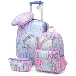 NAUTICA Kids Luggage - 18" Airline Approved Rolling Hardside Upright Carry-on Suitcase with Wheels, Pastel Shell | 5pc Travel Set, Carry-on 18 Inch, Nautica Kids Luggage - 18" Airline Approved Rolling