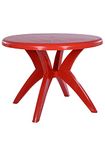 SkyGlamour Supreme Marina Circular Design Glossy Dining Table with Umbrella Holding Feature for Indoor and Outdoor use(Color: Red; Qnt: 1 Pc.)