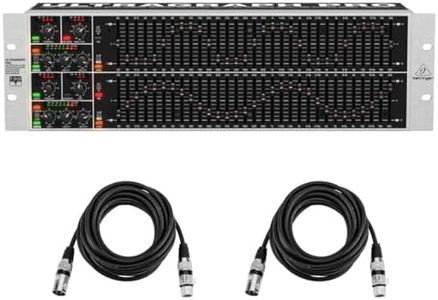 Behringer ULTRAGRAPH PRO FBQ6200HD HD Dual Channel 31-Band Stereo Graphic Equalizer with FBQ Feedback Detection System, Limiters and Pink-Noise Generator - with 2X 15' 8mm XLR Microphone Cable