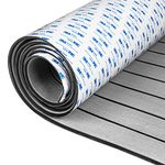 OCEANBROAD Self-Adhesive 48''x16.8'' Boat Flooring with 3M Adhesive Backing EVA Foam Boat Decking Faux Teak Marine Non-Slip Sheet for Jon Motor Boats Yacht Helm Pad Floor, Gray with Black Seam Lines