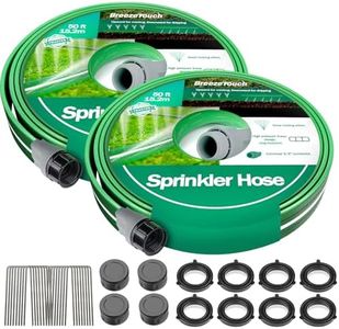 Breeze Touch 2X50FT Sprinkler Hoses, Flexible Garden Hose with High-Mist Spray, Leakproof Flat Irrigation Hose, Grass Watering Soaker Hose with Stakes for Lawn & Yard
