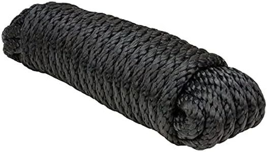 Extreme Max 3008.0019 Solid Braid MFP Utility Rope - 3/8" x 50', Black