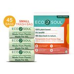 ECO SOUL [17 inch x 19 inch, 45 Pack] Small Compostable Trash Bags | Eco-friendly Biodegradable Bags for Garbage Bins | Heavy Duty & Leak-Resistant | Home, Office & Kitchen Use (43 x 48 cm)
