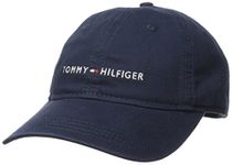 Tommy Hilfiger Men Logo Dad Baseball Cap, Tommy Navy, One Size Pack of 1