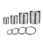 40 Pack Silver Key Ring Keychain Assorted in 4 Sizes Metal Round Split Key Chains Rings for Home Car Dog Tag Office Lanyards Keys Attachment