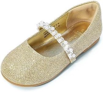 DREAM PAIRS Unisex-Child Dress Shoes - Mary Jane Casual Slip On Ballerina Flat, Gold/Glitter-t - 10 Toddler (Serena-100-inf)