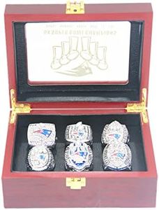 XiaKoMan Goat Brady New England 6-time World Super champions rings set size 8-14 with wooden box Gifts for fathers Women Mens kids Boys (13)