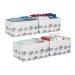 Syeeiex Storage Basket for Shelves [4-Pack], Storage Boxes with Handles, Large Fabric Storage Bins for Organizing Home and Office, Elephant Pattern