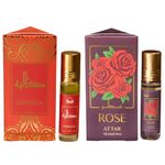 Real Chandan & Rose Attar Oil by Dukhni | 2 x 6ml Arab perfume oils for men and women | 100% pure ittar roll on perfume, chandan, sandal, sandalwood oil, gulab | Original concentrated fragrance oil