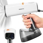 Reemix Vacuum Steamer for Clothes, 4500Pa Suction Handheld Clothes Steamer with 3 Adjustable Suction/Steam Levels, LED Display, 440ML Detachable Tank for More Clothes (White,Black)