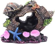 Ulifery Small Cute Barrel Fish Tank Decorations Aquarium Hideaway Cave House with Shell