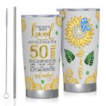 50th Birthday Gifts for Women Tumbler 20oz, 50th Birthday Decorations Women, Happy 50 Years Old Birthday Gifts for Women, 50th Birthday Mugs, Funny 50th Birthday Gifts Ideas for Her Sister Mom Wife