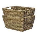 Natural Seagrass Storage Basket - Set of 2 | Hamper Basket | Toilet Roll Storage | Eco-Friendly Woven Basket Gift Box | Underbed Storage | M&W