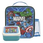 Marvel Avengers Super Bag with Mini Heroes Lunch Box, Polyester, Blue