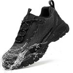ulogu Steel Toe Shoes for Men Women Waterproof Comfy Non Slip Safety Work Sneakers 6-Month Warranty, Black, 14.5 Women/12.5 Men