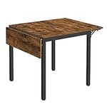 VASAGLE Extendable Dining Table, Folding Dining Table for 2-4 People, Drop Leaf Kitchen Table for Small Spaces, Rustic Brown and Black KDT077B01