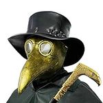 PartyHop Plague Doctor Mask, Golden Bird Beak Steampunk Gas Costume, for Kid and Adult