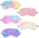 EUPSIIU 5 Pieces Kids Eye Masks for Sleeping, Plush Sleep Mask, Soft Furry Children Eye Covers for Women Girls, Blindfold Elastic Eye Shade for Adults Kids Travel Nap Sleeping Overnight Party (5PCS)