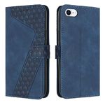 TOHULLE iPhone 7 iPhone 8 iPhone SE 2022 SE 2020 Case, Premium PU Leather Wallet Case Card Holder Kickstand Magnetic Closure Plaid Design Flip Folio Protective Phone Cover - Blue