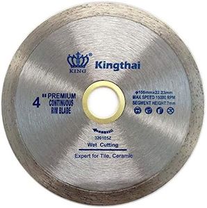 Kingthai 4 Inch Tile Continuous Rim Diamond Saw Blade for Cutting Ceramic Porcelain,Wet Cutting, 7/8"-5/8" Arbor