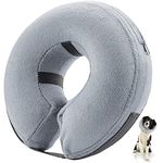 E-KOMG Dog Cone After Surgery, Protective Inflatable Collar, Blow Up Dog Collar, Pet Recovery Collar for Dogs and Cats Soft (Large (Grey))