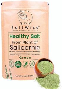 SaltWise Green Salt – 50% Less Sodium, Plant-Based Salt Substitute, 100% Dehydrated Salicornia, Natural Umami, No additives (7.05 oz / 200g)