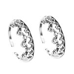 CLARA 925 Sterling Silver Crown Toe Rings Pair | Size Adjustable | Gift for Women and Girls