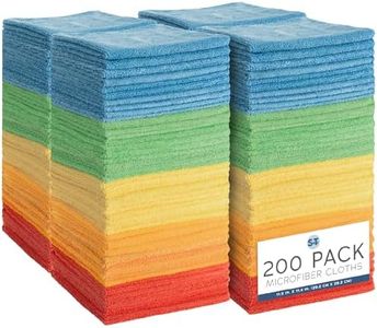 S&T INC. 200 Pack Microfiber Cleaning Cloth, Bulk Towels for Home, Reusable Microfiber Towels for Cars, Cleaning Rags, Assorted, 11.5 Inches x 11.5 Inches, 200 Count