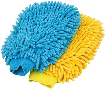 2 Pack Premium Car Wash Glove Microfibre | Scratch-Free Car Wash Mitt | Double Sided Glove for Car Cleaning Microfiber Car Wash Mitt, Blue & Yellow (Random Color)