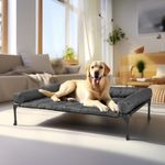 veehoo Raised Dog Bed + Waterproof Removable Pillow-Top Mat, Dog Bed Sofa Couch, Elevated Dog Bed with Breathable Mesh, No-Slip Feet, Dog Sofa Bed for Indoor Outdoor, Large, Black